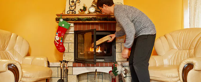 Rusted Metal Fireplace Restoration in Waterville, Maine